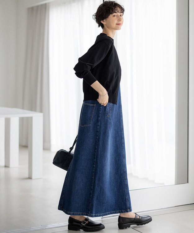 23区 S 【洗える/吊り干しOK】ヴィスコースストレッチ Vネック ニットカーディガン ブラック系