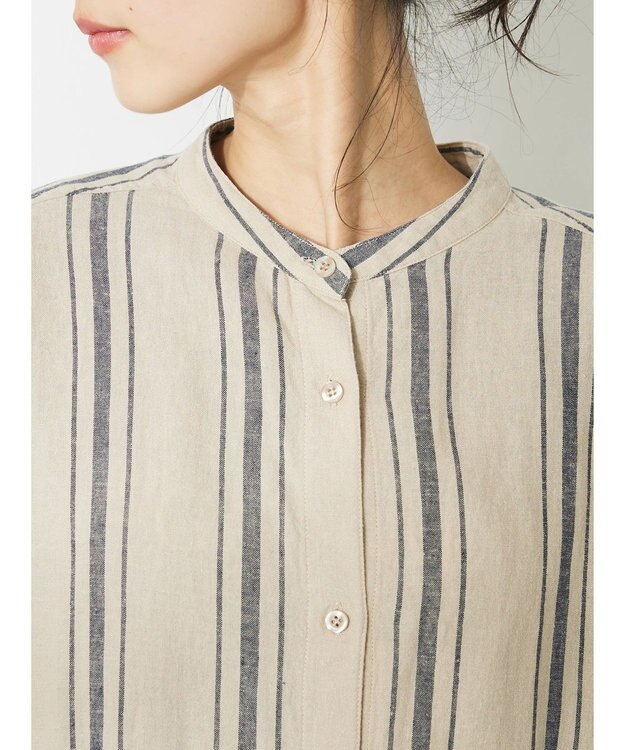 CRAFT STANDARD BOUTIQUE リネンレーヨンストライプワンピース Stripe Beige