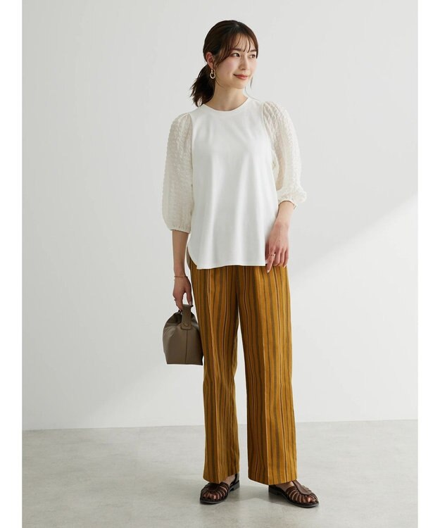 Green Parks ・ＳＵＧＡＲ　ＳＰＯＯＮ　シャーリング袖プルオーバー Off White