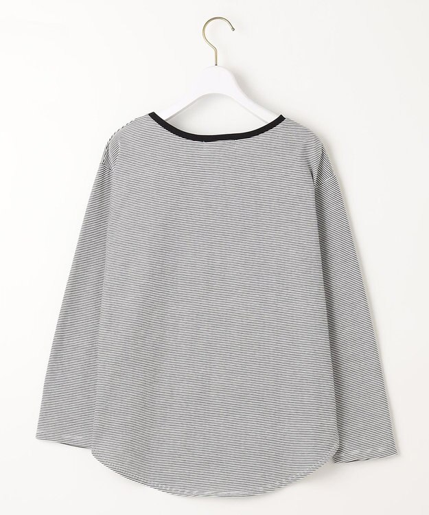 ANY SIS ロゴ刺繍 カットソー オフ×ブラックボーダー