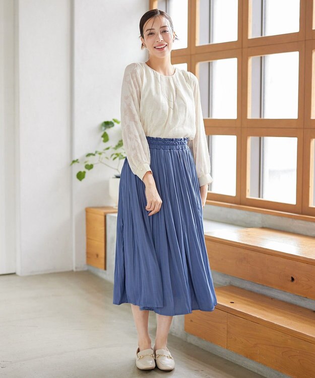 Tiaclasse 【洗える】フラワージャガードブラウス アイボリー