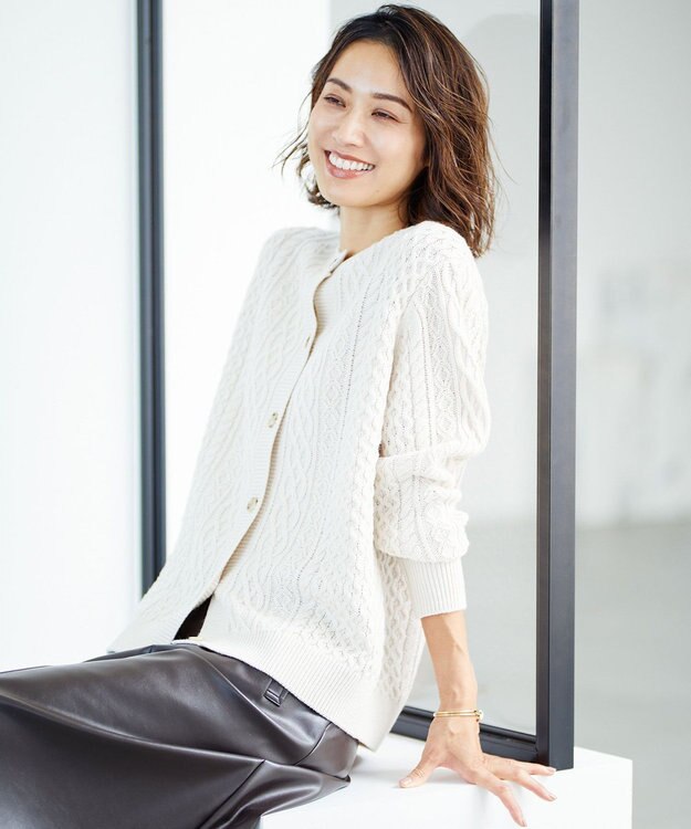 J.PRESS LADIES 【洗える】EIGER CORD カーディガン ホワイト系