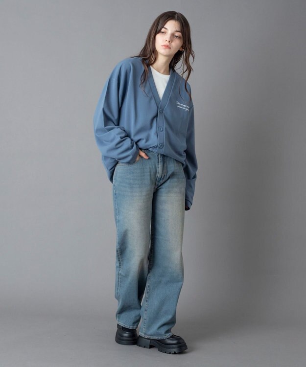 WEGO 【ユニセックス着用ITEM/ウエスト調整可】ストレートデニムパンツ デニム中濃色