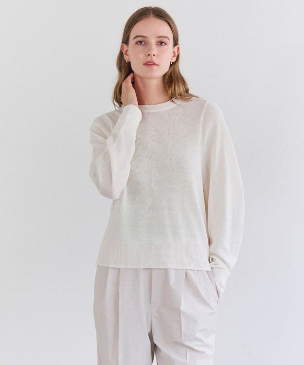 BEIGE， ARSENOPY / コットンドライタッチクルーネックニット Ecru