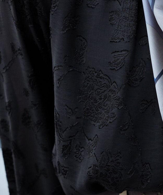 Tiaclasse 【洗える】フラワージャガードブラウス ブラック