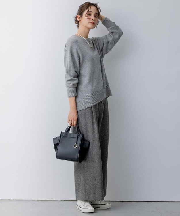 組曲 カシミヤブレンドバルキープルオーバー ニット グレー系