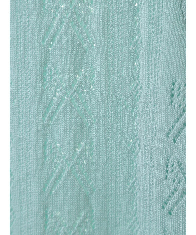 earth music&ecology リボン柄透かし編みニットカーディガン Mint