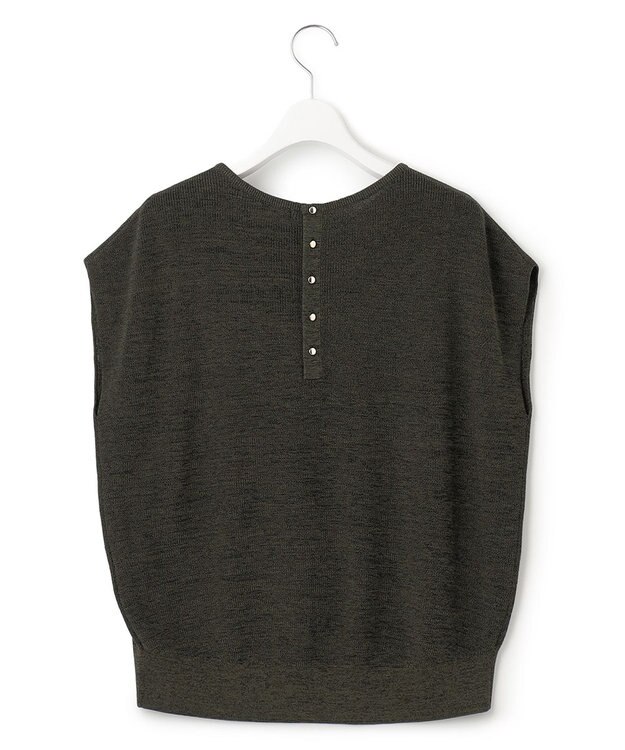 23区 【STORY7月号掲載/洗える】コットンアセテート バックボタン ニット カーキ系