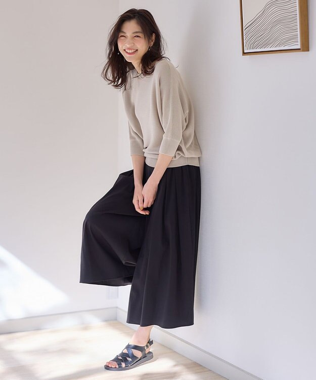 ANY L 【洗濯機可能/接触冷感/UVケア/イージーケア/ウエストゴム】清涼リラックススカーチョ ブラック