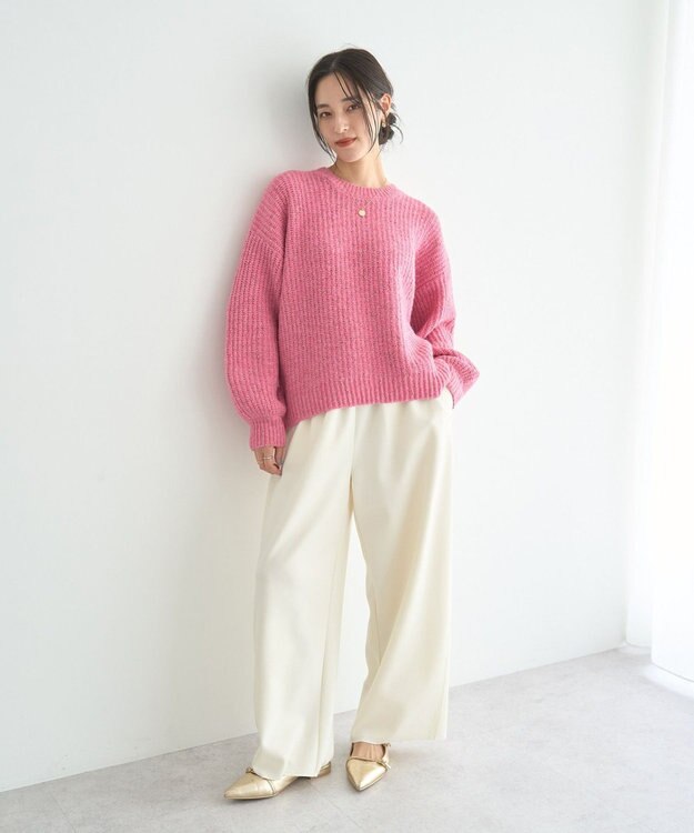 YECCA VECCA ラメMIX畦編みニット Pink