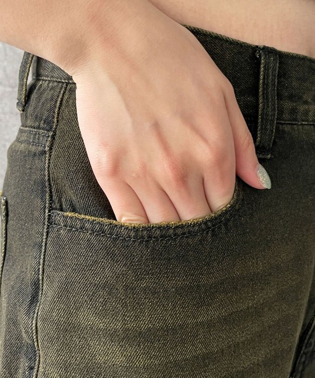 WEGO ヴィンテージウォッシュサイドカットデニムパンツ ブラック