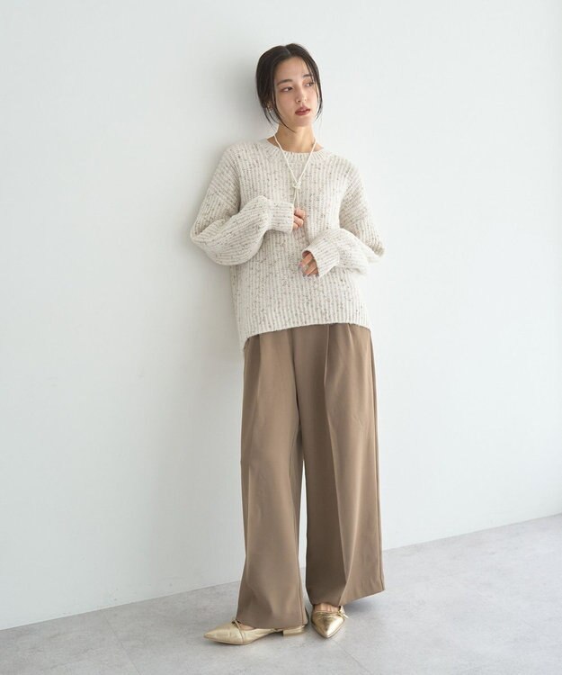 YECCA VECCA ラメMIX畦編みニット Ivory