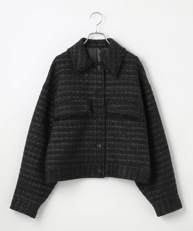 #Newans ツイードブルゾン ブラック