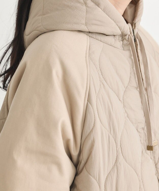 earth music&ecology ラグラン切替キルティングブルゾン Gray Beige