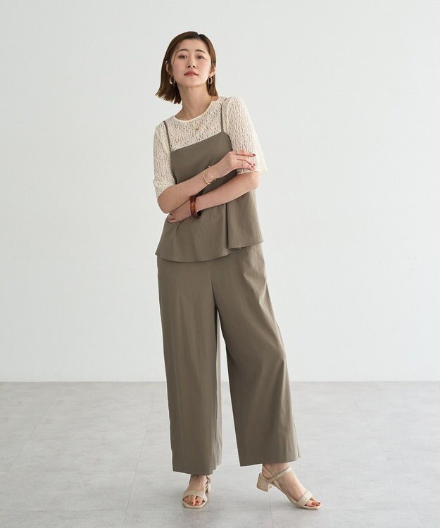 YECCA VECCA ドライタッチペプラムサロペット Dark Beige