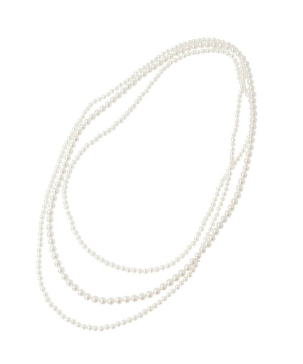 Green Parks ・ＨＡＬＦ　ＴＩＭＥ　パール３連ネックレス（金属フ White