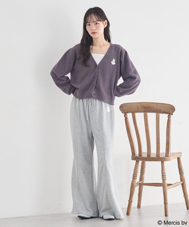earth music&ecology 【予約】miffy/earth 刺繍スウェットパンツ 杢グレー