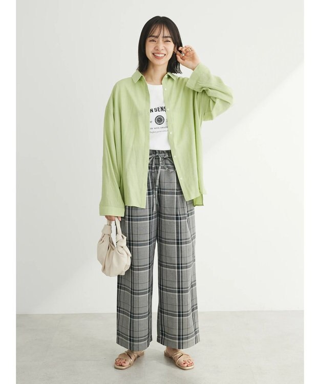 Green Parks ワッシャーシアーシャツ Light Green