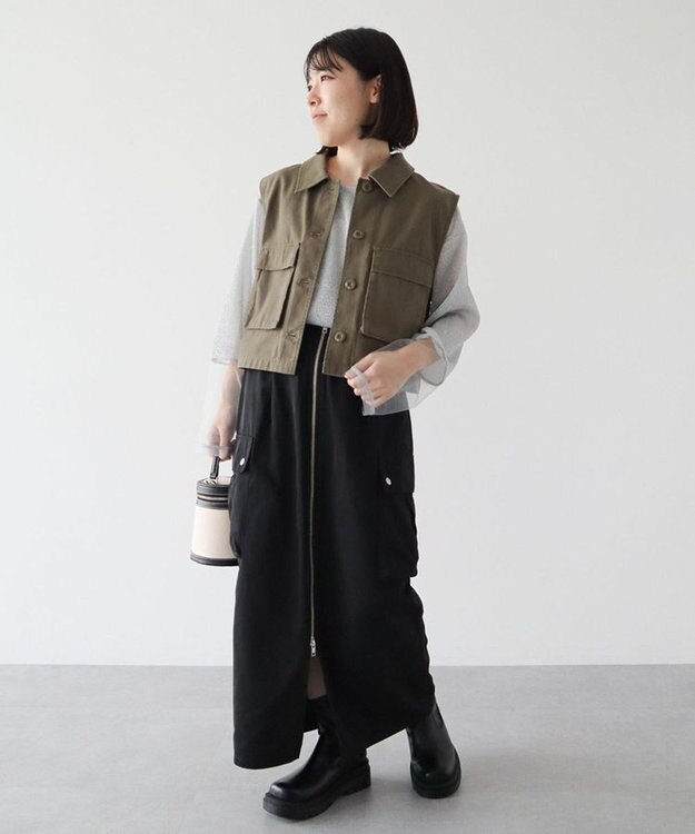 Green Parks ・ＳＵＧＡＲ　ＳＰＯＯＮ　ミリタリーＩラインスカート Black