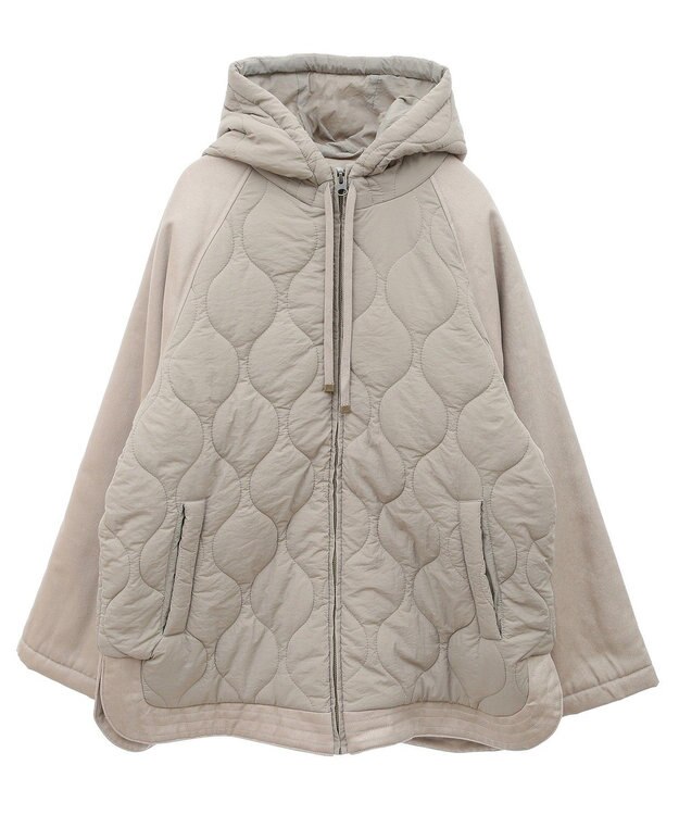 earth music&ecology ラグラン切替キルティングブルゾン Gray Beige