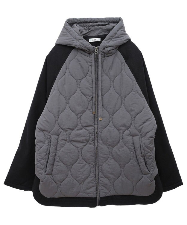 earth music&ecology ラグラン切替キルティングブルゾン Gray Beige