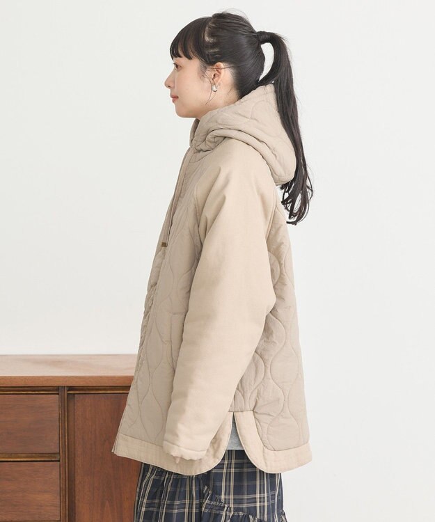 earth music&ecology ラグラン切替キルティングブルゾン Gray Beige