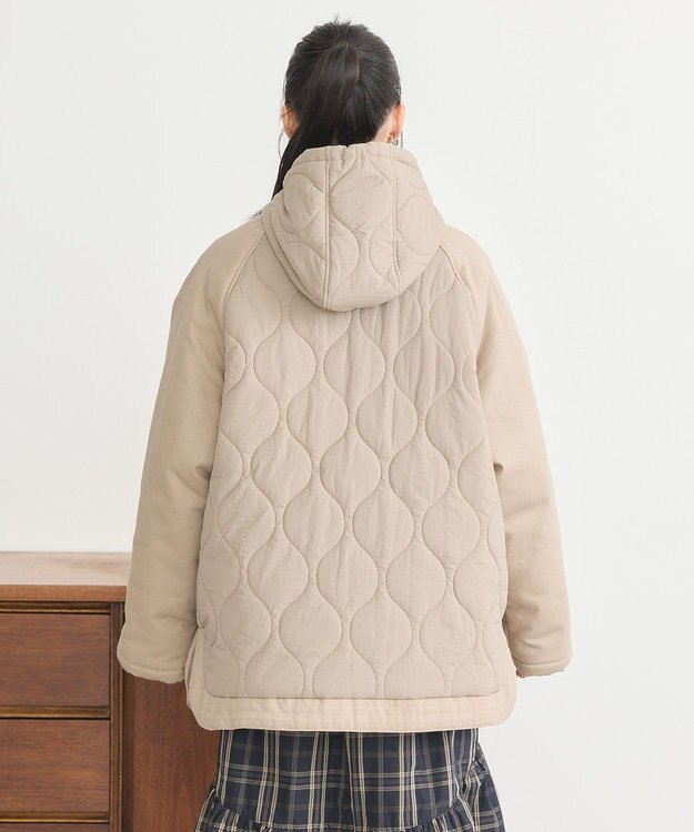 earth music&ecology ラグラン切替キルティングブルゾン Gray Beige