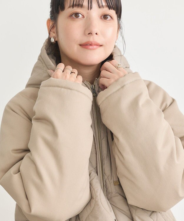 earth music&ecology ラグラン切替キルティングブルゾン Gray Beige