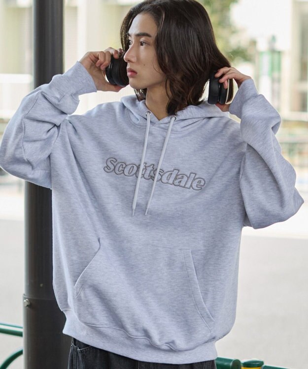 WEGO 【ユニセックス着用ITEM】エンボスステッチロゴプルパーカー アッシュグレー