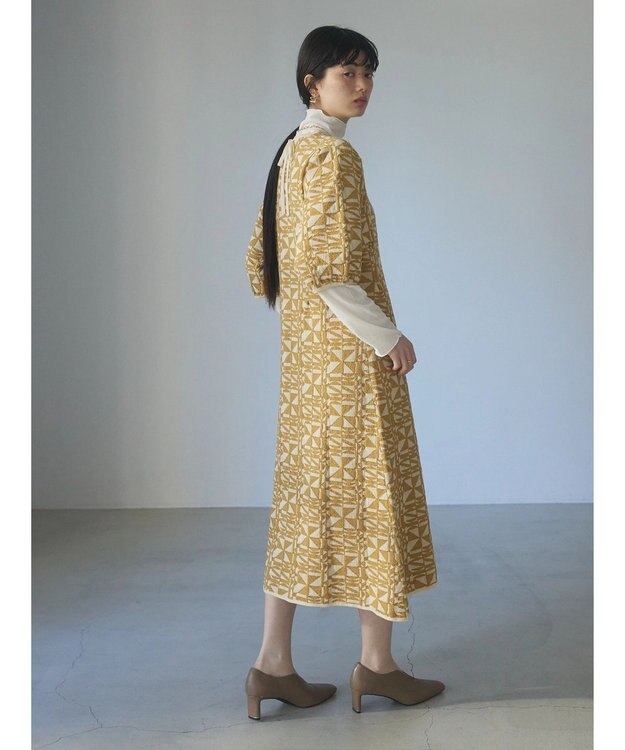 Green Parks ａ．ニットジャガード柄ワンピース Yellow