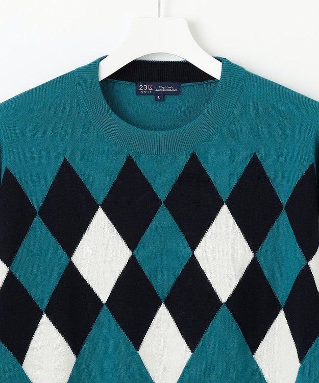 23区GOLF 【MEN】【洗える】ウールアクリル ランバス柄ニット ピーコックグリーン系