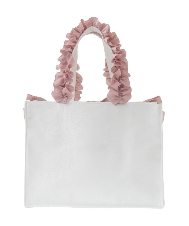 Maison de FLEUR ジャカードリボンフリルスクエアトートSバッグ Ivory