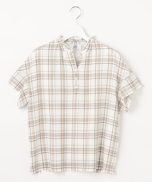 J.PRESS LADIES シアーストライプチェック カットソー ホワイト系3