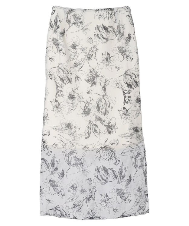 Green Parks モノトーンフラワータイトスカート Off White