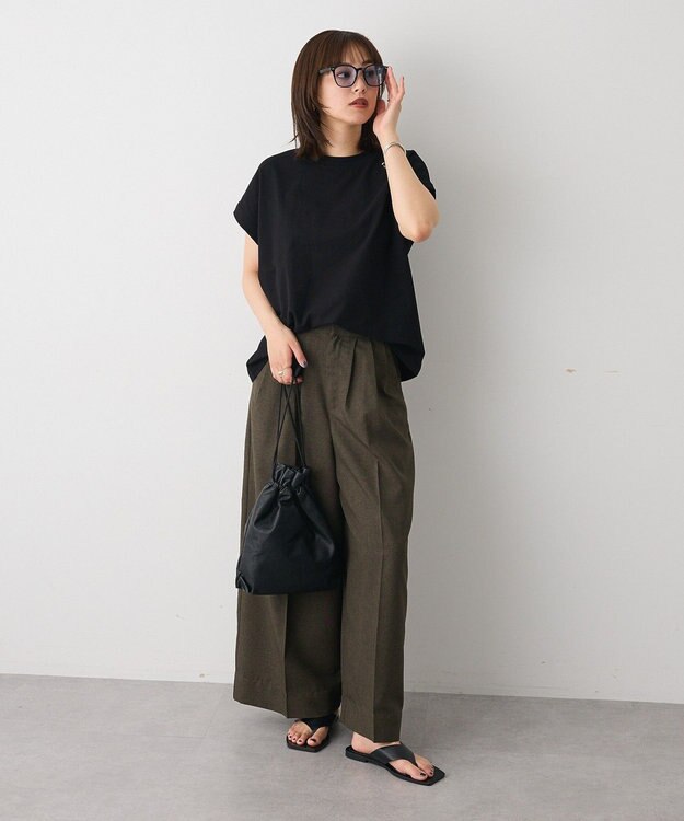 CRAFT STANDARD BOUTIQUE リネンライク3タックパンツ Khaki
