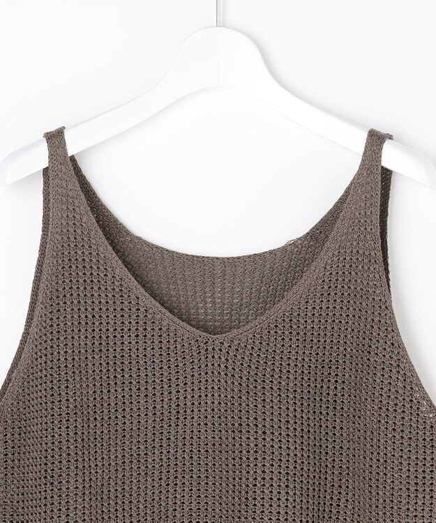 自由区 ペーパーコットンメッシュ ベスト ブラウン