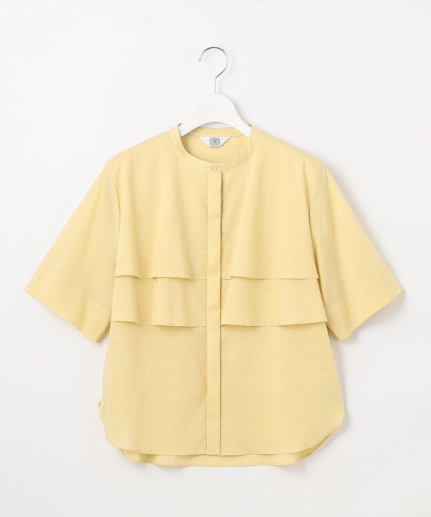 J.PRESS LADIES L 【洗える】ラミーポプリン ティアード ブラウス イエロー系