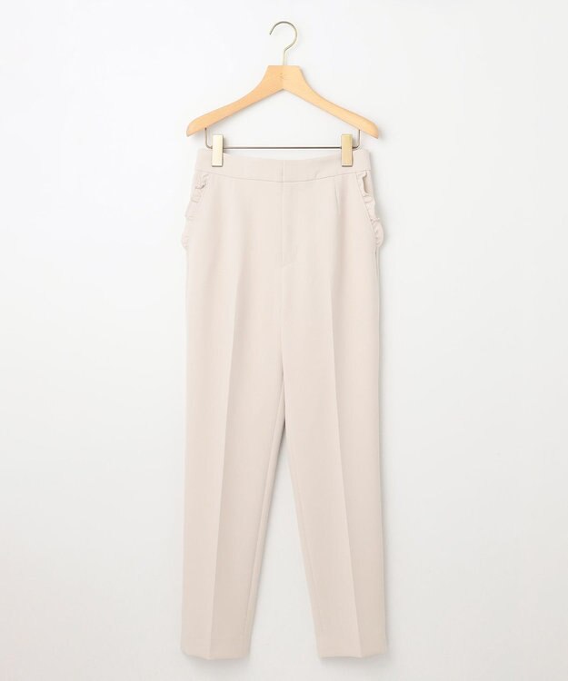 組曲 L 【KUMIKYOKU NAVY】コンフォータブルドレープ フリルテーパードパンツ サンドベージュ系