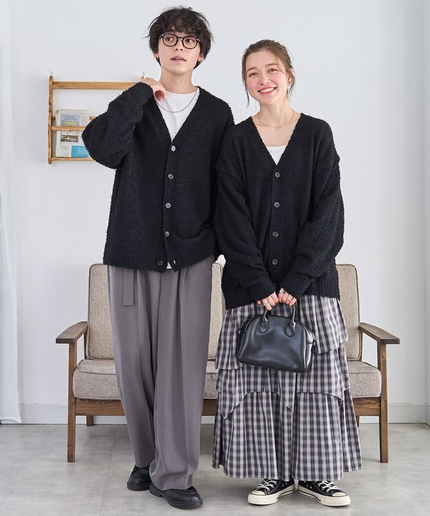 WEGO ツイストブークレカーディガン ブラック