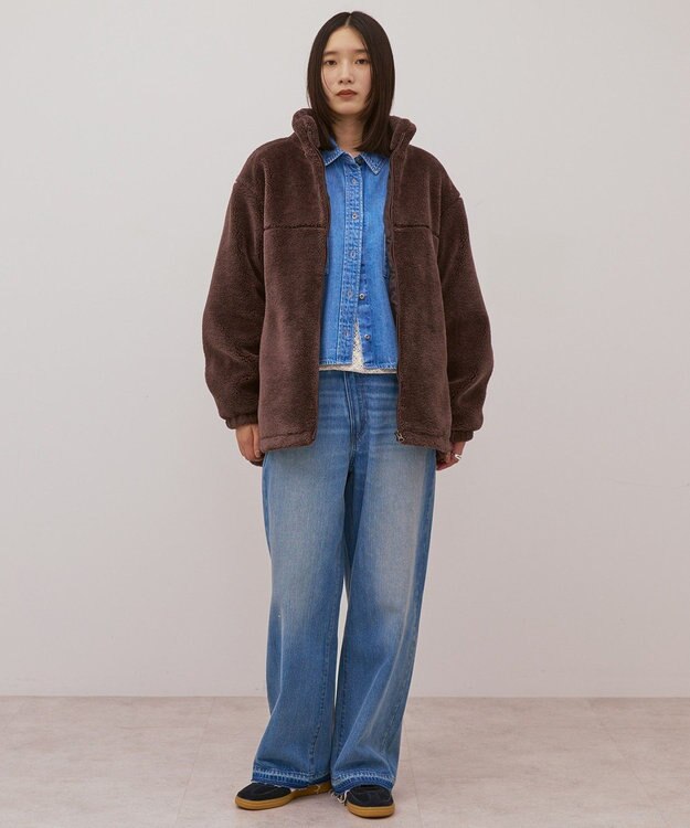 AMERICAN HOLIC スタンドカラーミニファーブルゾン Brown