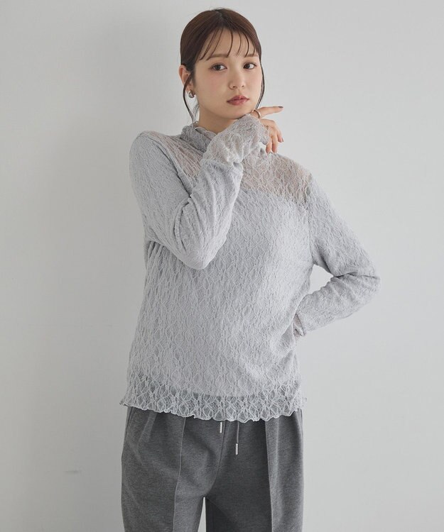 earth music&ecology 【吸湿発熱】あったかフェミニンインナー（ハイネック） Light Gray