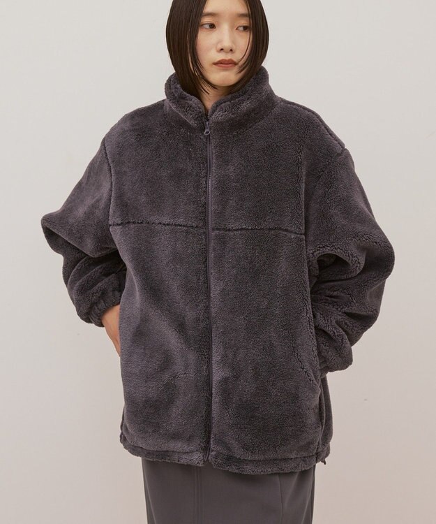 AMERICAN HOLIC スタンドカラーミニファーブルゾン Charcoal Gray