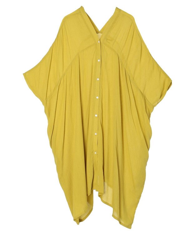 earth music&ecology レーヨンビッグシャツチュニック Yellow