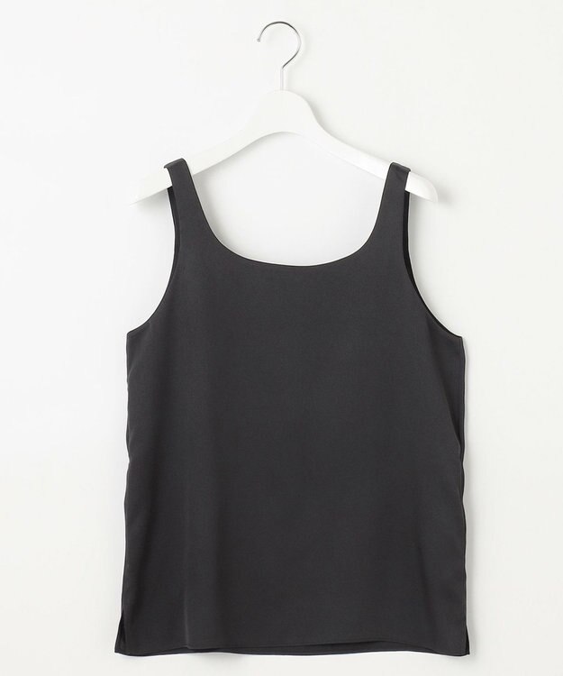 自由区 【洗える・XSサイズあり】ECOサテンインナー タンクトップ ブラック系