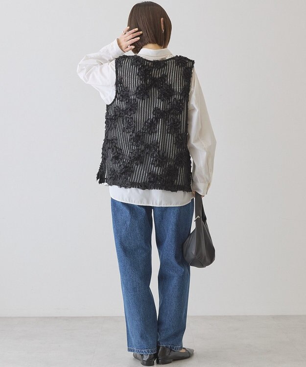 AMERICAN HOLIC 【選べる丈】Ｖネックレースベスト Black