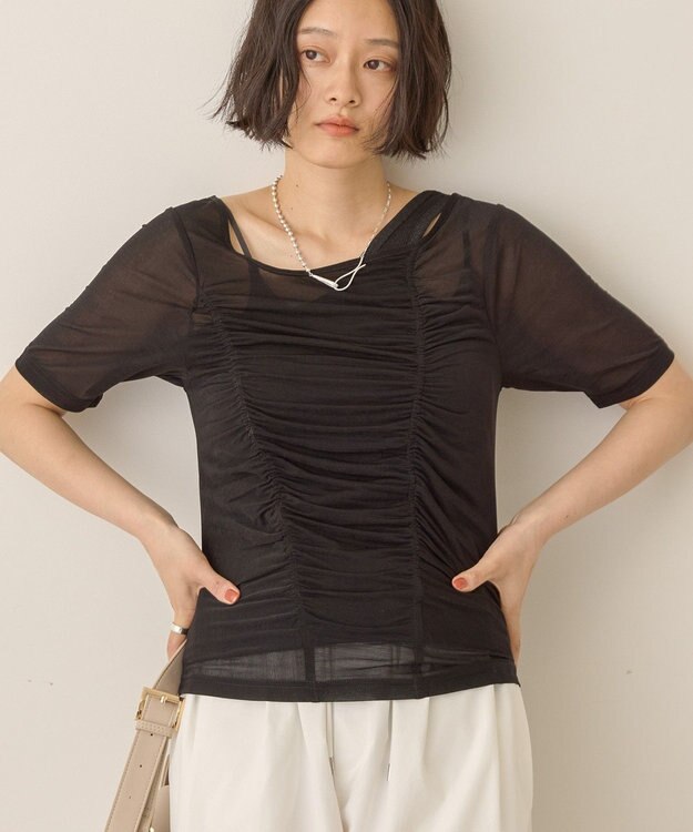 AMERICAN HOLIC 【2点SET】アシメシアーT＋ラメインナー Black