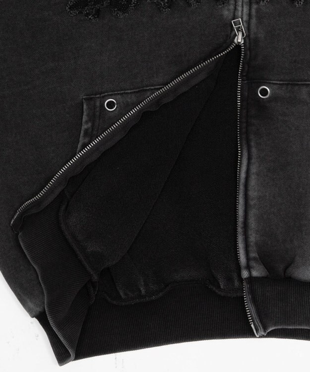 WEGO 【ユニセックス着用ITEM】ブリーチハトメZIPパーカー ブラックその他