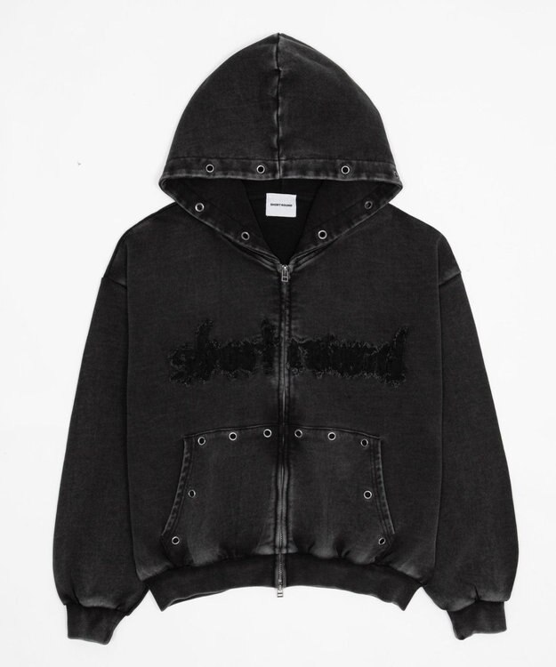 WEGO 【ユニセックス着用ITEM】ブリーチハトメZIPパーカー ブラックその他