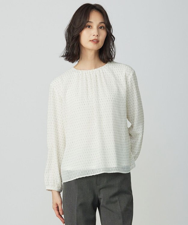 J.PRESS LADIES カットジャカードプリント カットソー オフベース系