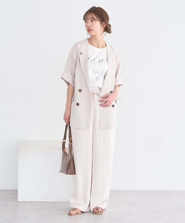 earth music&ecology サテンイージーパンツ Gray